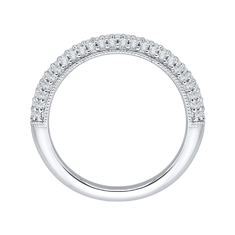 Round Diamond Half-Eternity Wedding Band in 14K White Gold