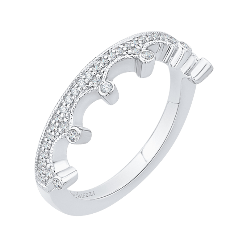 Round Diamond Half-Eternity Wedding Band in 14K White Gold