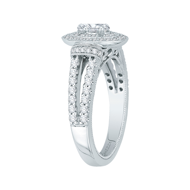 Oval Cut Diamond Double Halo Engagement Ring in 14K White Gold