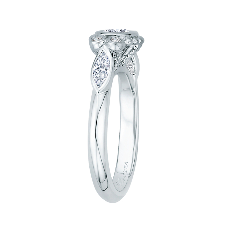 Oval Cut Diamond Engagement Ring in 14K White Gold