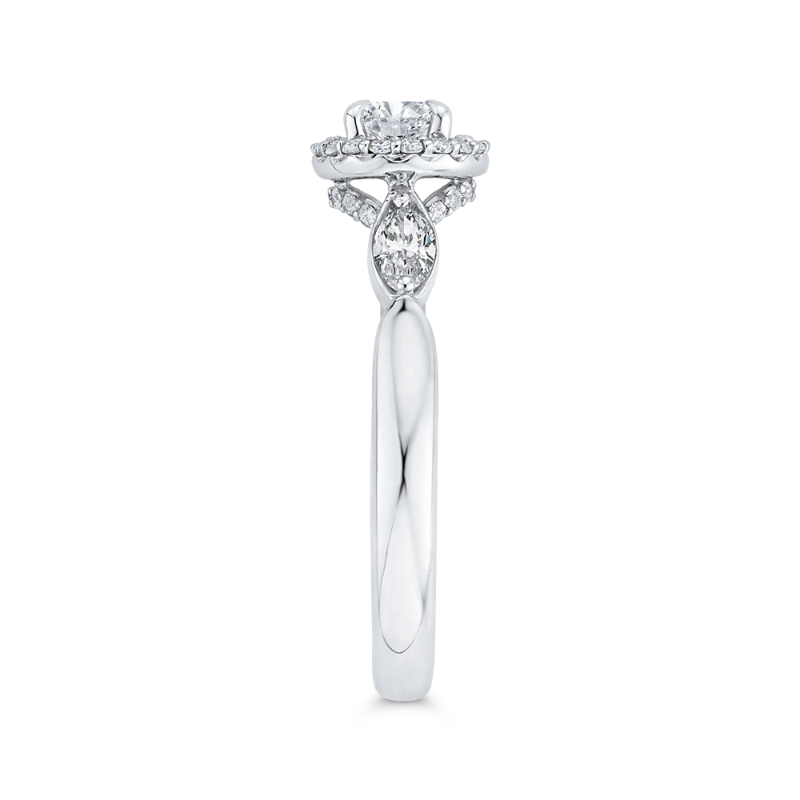 Oval Cut Diamond Halo Engagement Ring in 14K White Gold