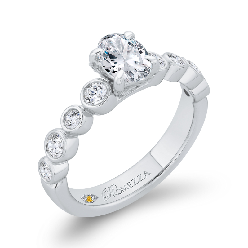 Oval Cut Diamond Engagement Ring in 14K White Gold