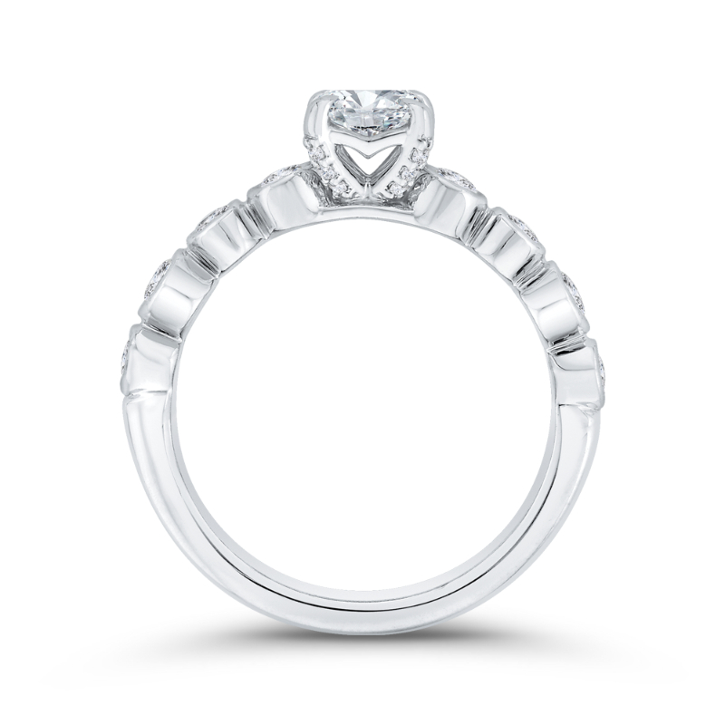 Oval Cut Diamond Engagement Ring in 14K White Gold