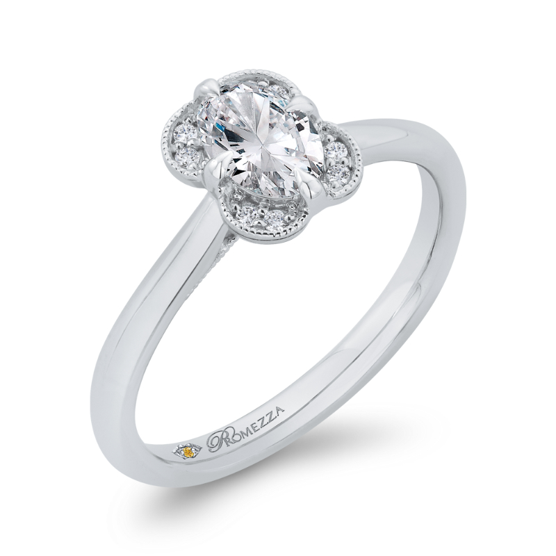 Oval Cut Diamond Engagement Ring in 14K White Gold