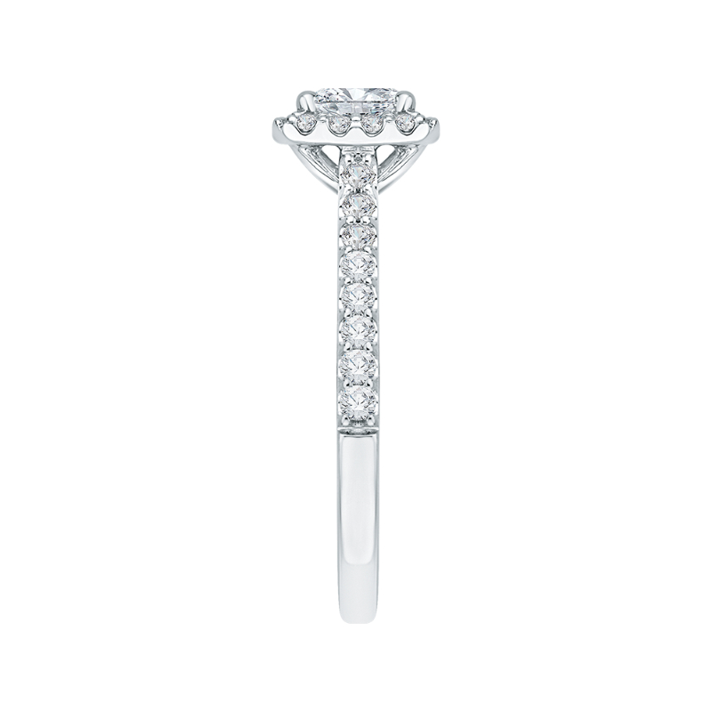 Princess Cut Diamond Halo Engagement Ring in 14K White Gold