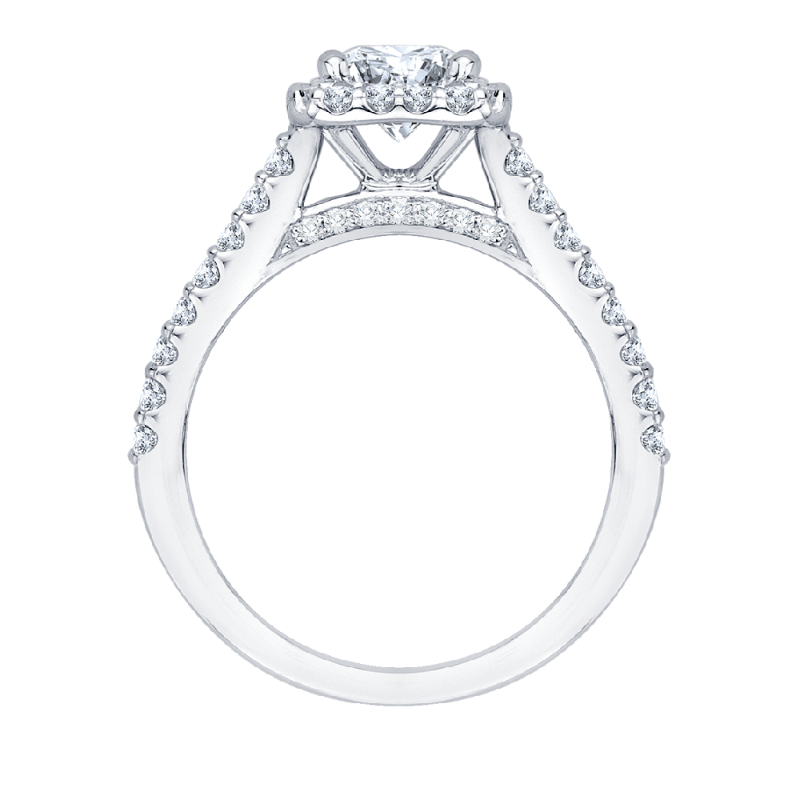Princess Cut Diamond Halo Engagement Ring in 14K White Gold