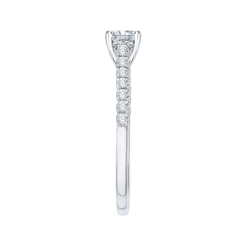 Princess Cut Diamond Cathedral Style Engagement Ring in 14K White Gold