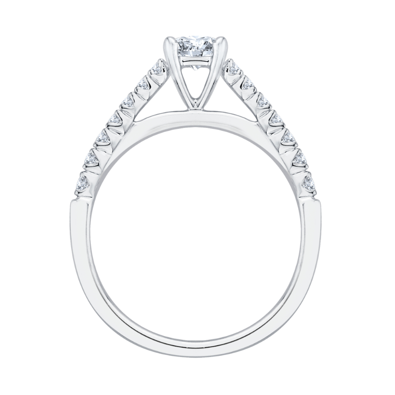 Princess Cut Diamond Cathedral Style Engagement Ring in 14K White Gold
