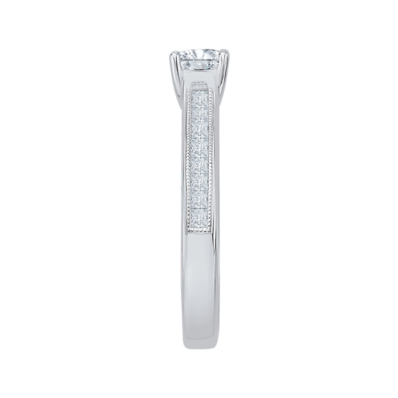 Princess Cut Diamond Cathedral Style Engagement Ring in 14K White Gold