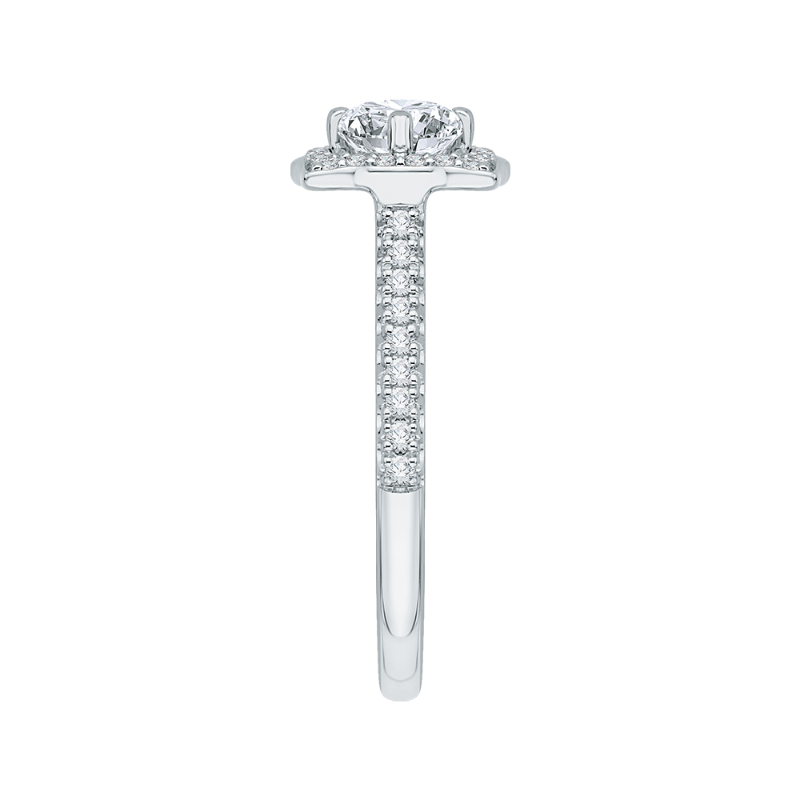 Princess Cut Diamond Halo Vintage Engagement Ring in 14K White Gold
