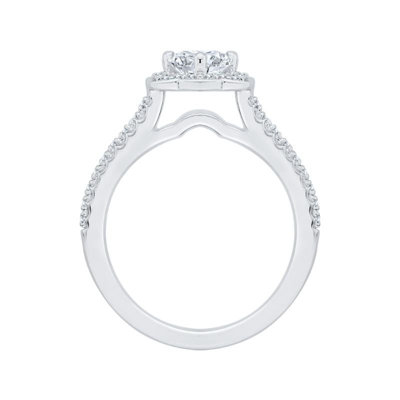 Princess Cut Diamond Halo Vintage Engagement Ring in 14K White Gold