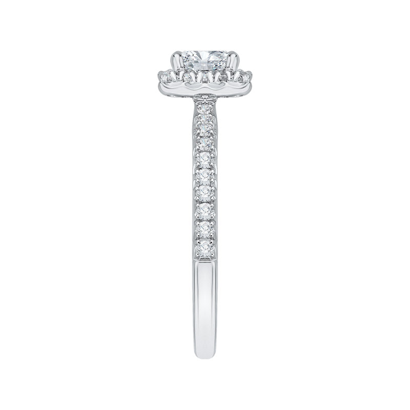 Princess Cut Diamond Halo Engagement Ring in 14K White Gold