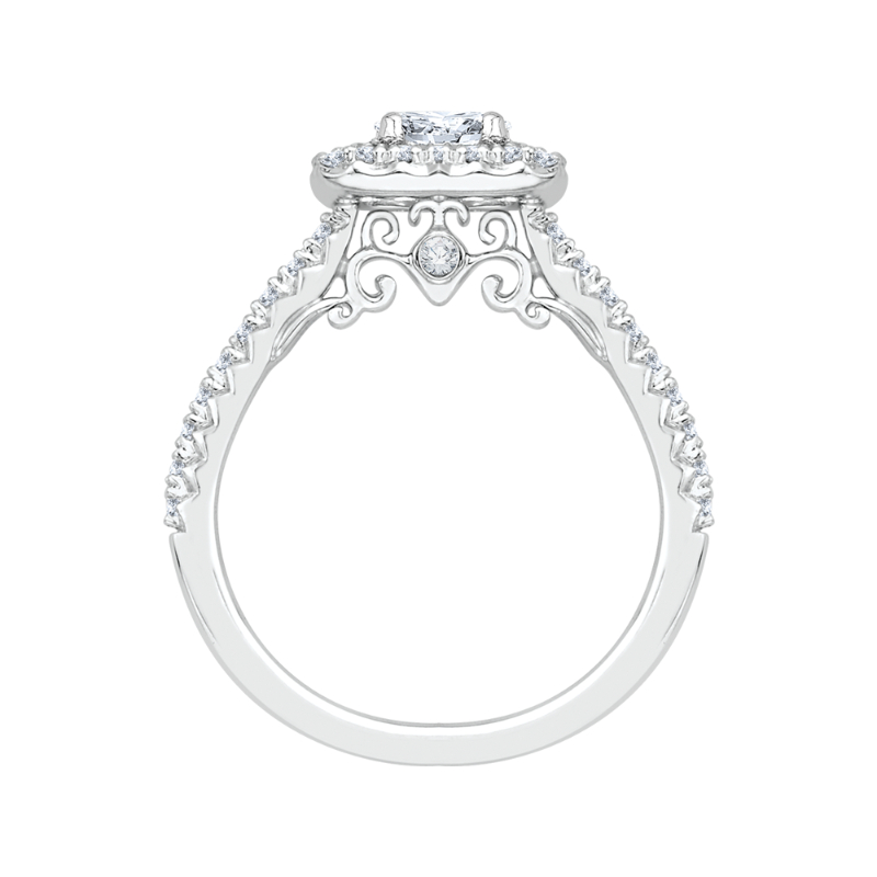 Princess Cut Diamond Halo Engagement Ring in 14K White Gold