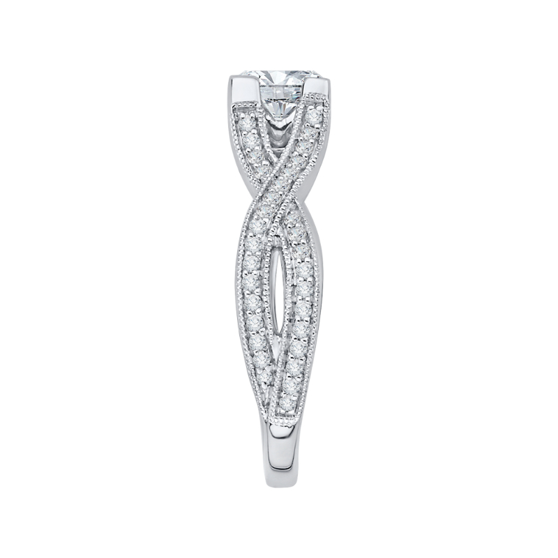 Split Shank Princess Cut Diamond Engagement Ring in 14K White Gold