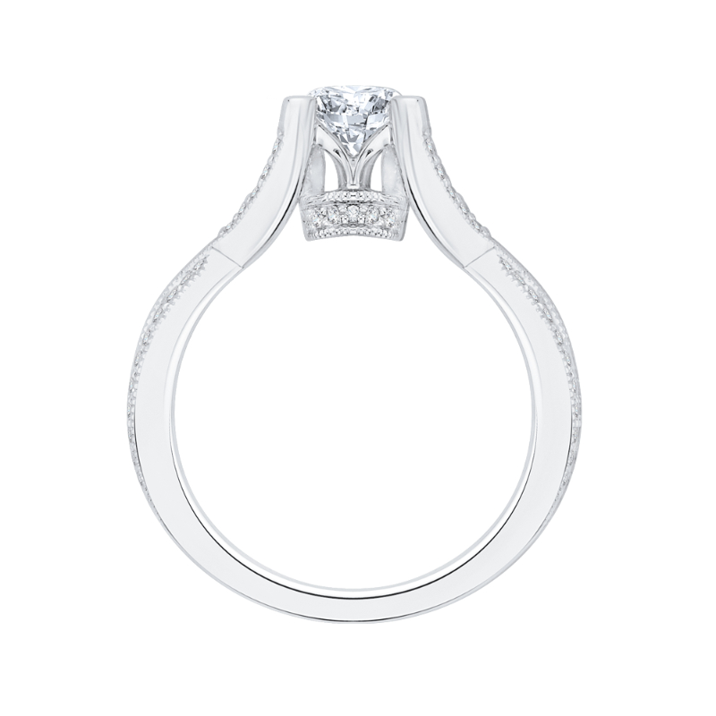 Split Shank Princess Cut Diamond Engagement Ring in 14K White Gold
