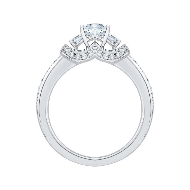 Princess Cut Diamond Three-Stone Engagement Ring in 14K White Gold