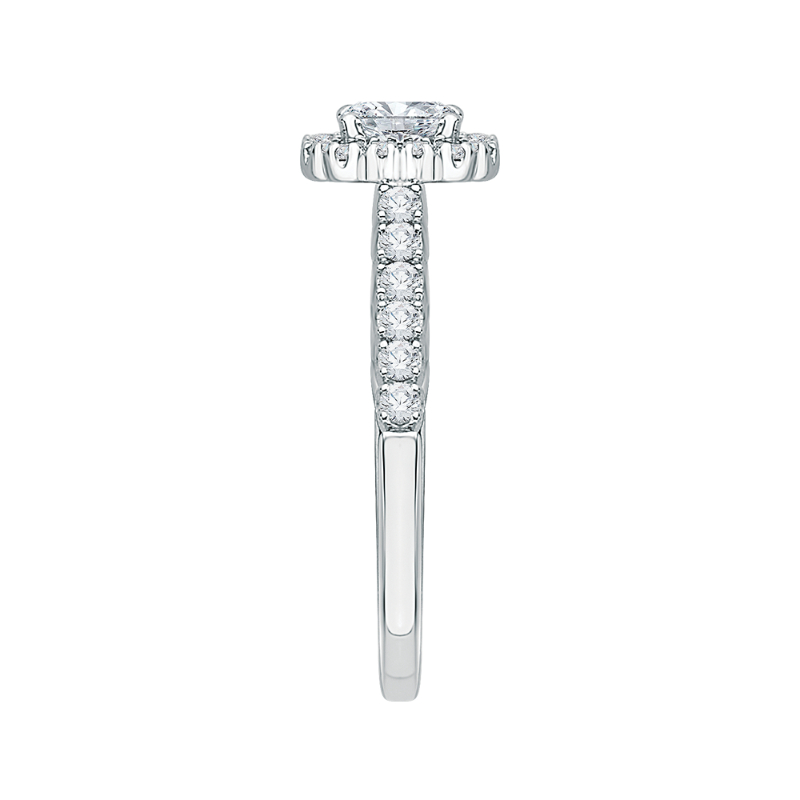 Princess Cut Diamond Halo Engagement Ring in 14K White Gold