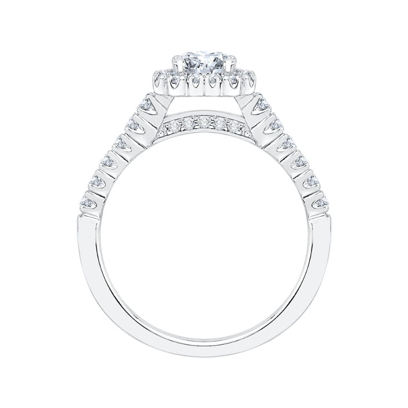 Princess Cut Diamond Halo Engagement Ring in 14K White Gold
