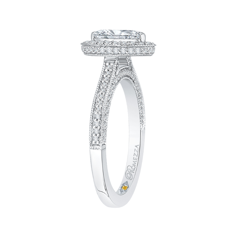 Marquise Cut Diamond Halo Engagement Ring in 14K White Gold