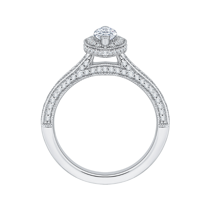 Marquise Cut Diamond Halo Engagement Ring in 14K White Gold