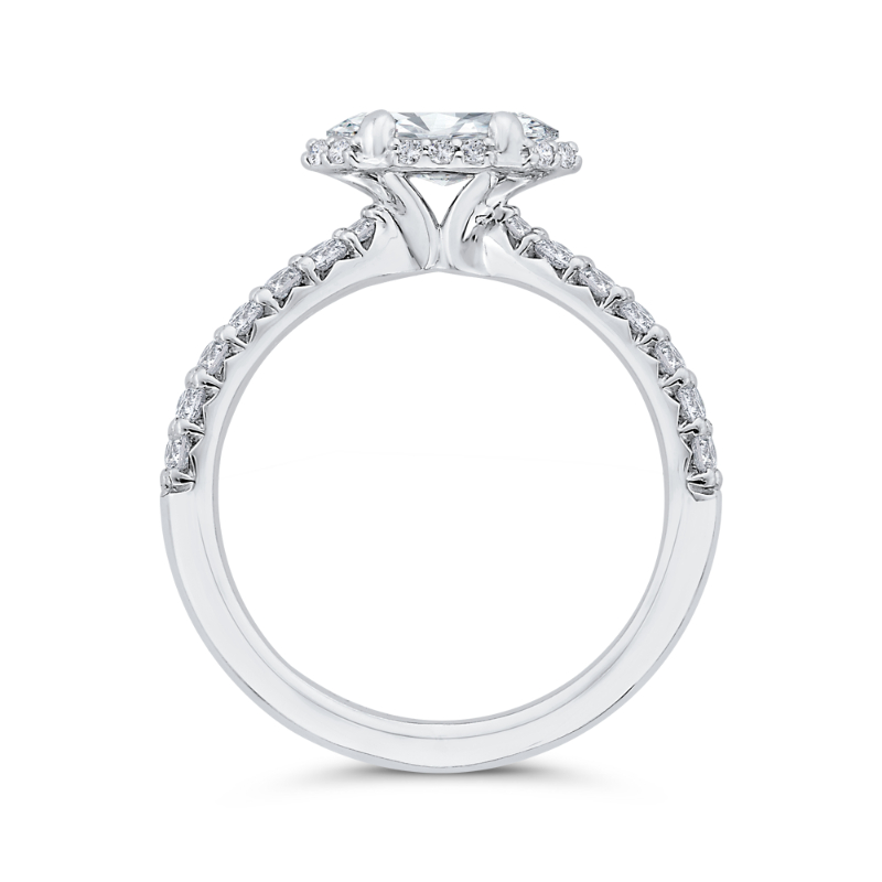 Split Shank Marquise Cut Diamond Engagement Ring in 14K White Gold