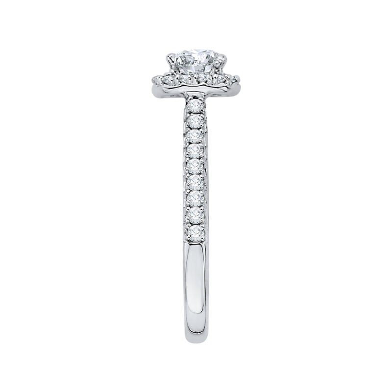 Cushion Cut Diamond Halo Engagement Ring in 14K White Gold