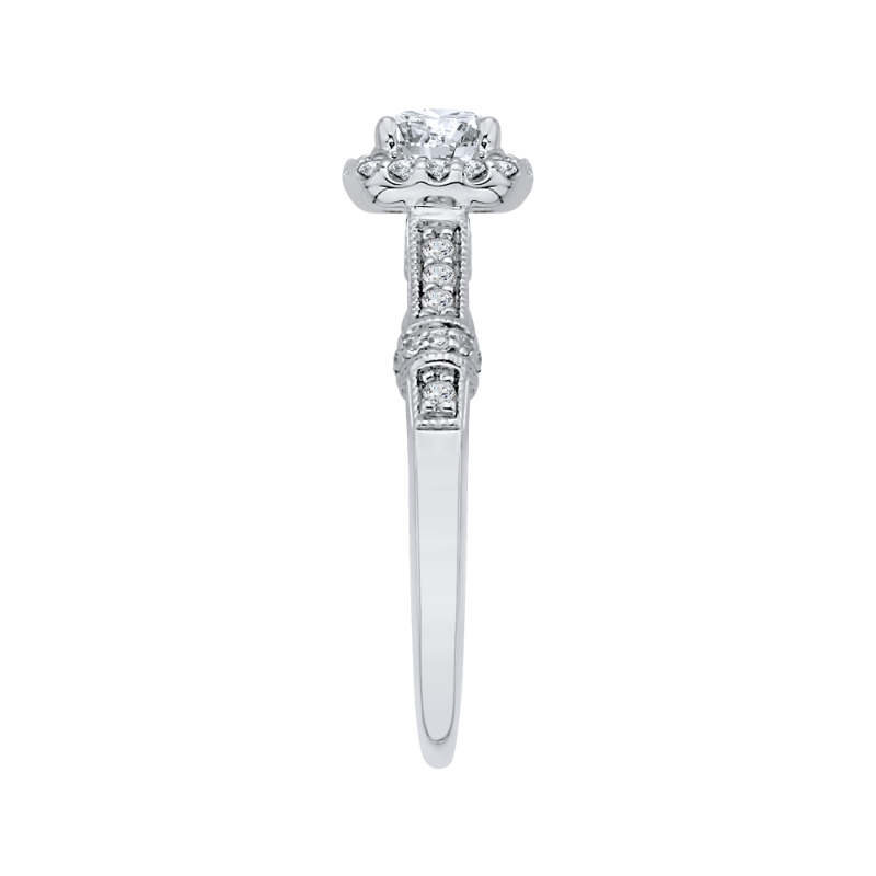 Cushion Cut Halo Diamond Engagement Ring in 14K White Gold