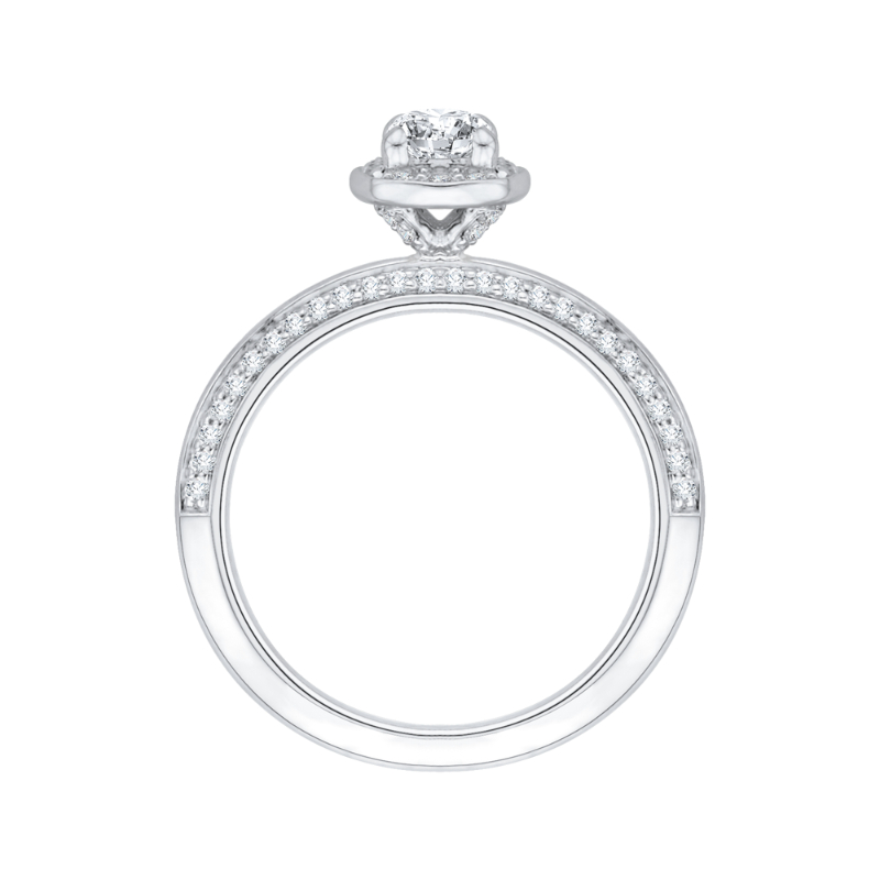 Cushion Cut Diamond Halo Engagement Ring in 14K White Gold