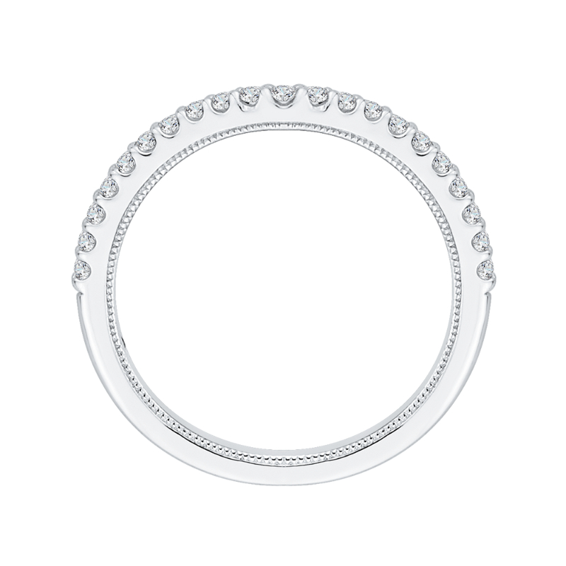 Round Diamond Half-Eternity Wedding Band in 14K White Gold