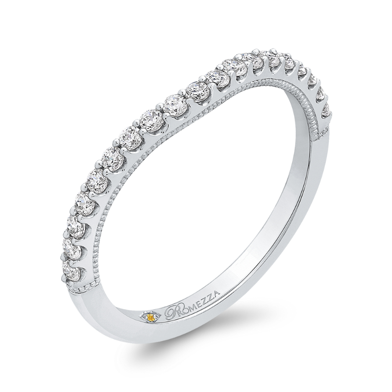 Round Diamond Half-Eternity Wedding Band in 14K White Gold