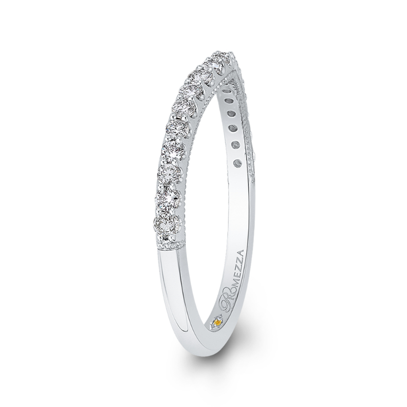 Round Diamond Half-Eternity Wedding Band in 14K White Gold