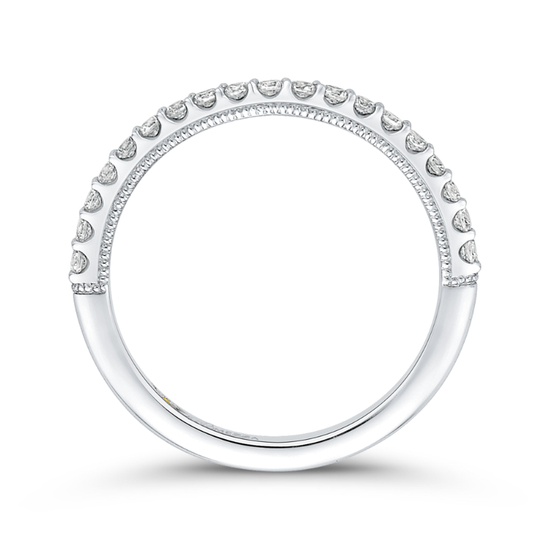 Round Diamond Half-Eternity Wedding Band in 14K White Gold
