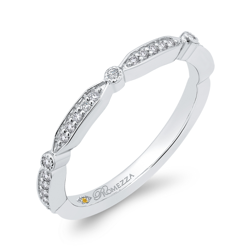 Round Diamond Wedding Band in 14K White Gold