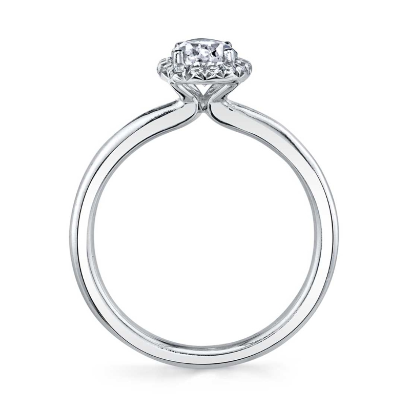 Pear Shaped Solitaire Halo Engagement Ring - Elsie