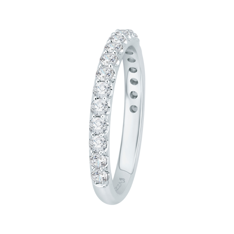 Round Diamond Wedding Band in 18K White Gold