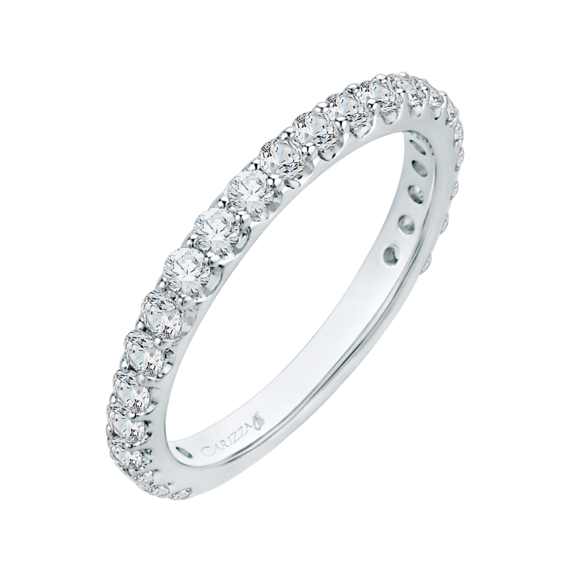 Round Diamond Wedding Band in 18K White Gold