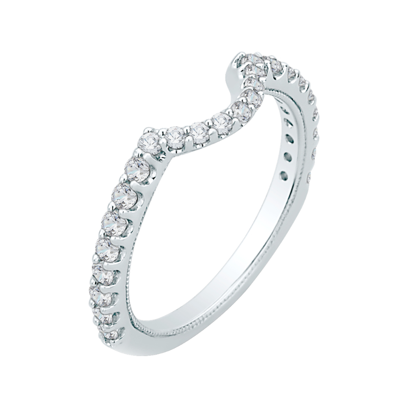 Round Diamond Wedding Band in 18K White Gold