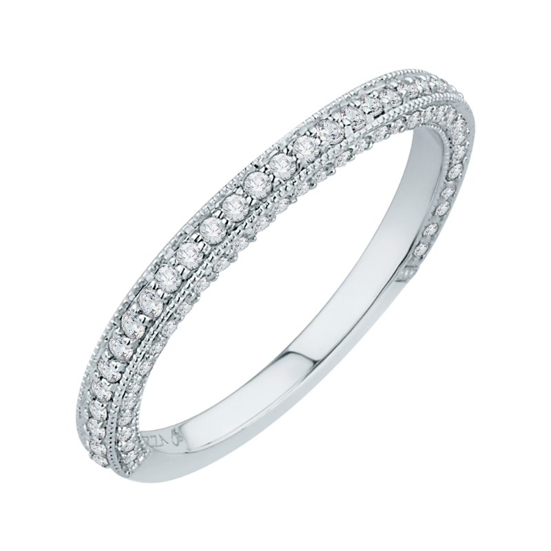 Round Diamond Wedding Band in 18K White Gold