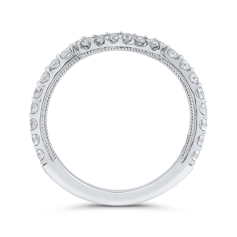 Round Diamond Wedding Band in 18K White Gold
