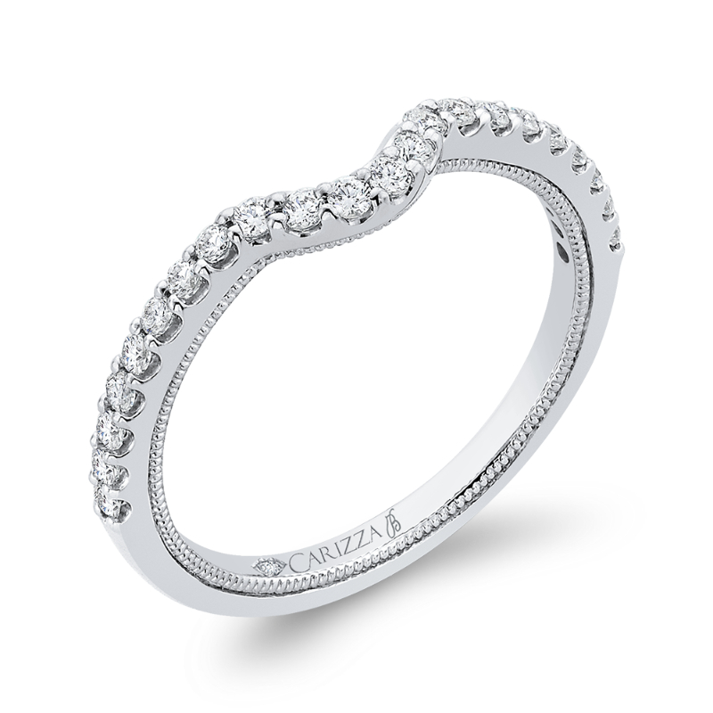 Round Diamond Wedding Band in 18K White Gold