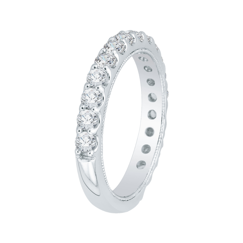 Round Diamond Wedding Band in 18K White Gold