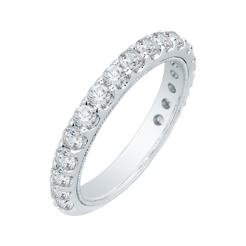 Round Diamond Wedding Band in 18K White Gold