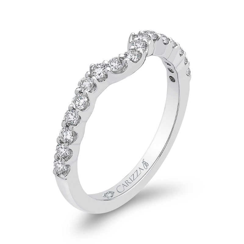 Round Diamond Wedding Band in 18K White Gold