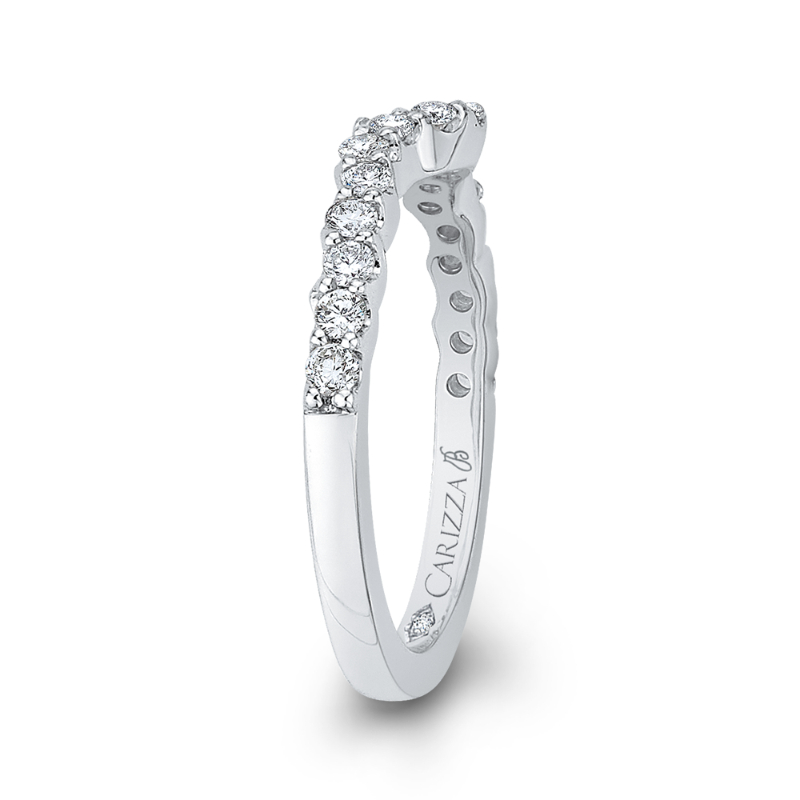 Round Diamond Wedding Band in 18K White Gold