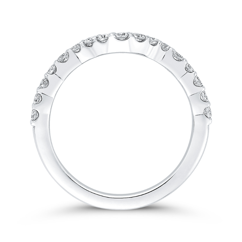Round Diamond Wedding Band in 18K White Gold