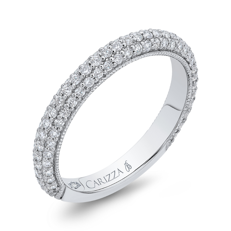 Round Diamond Wedding Band in 18K White Gold