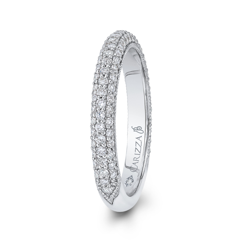 Round Diamond Wedding Band in 18K White Gold