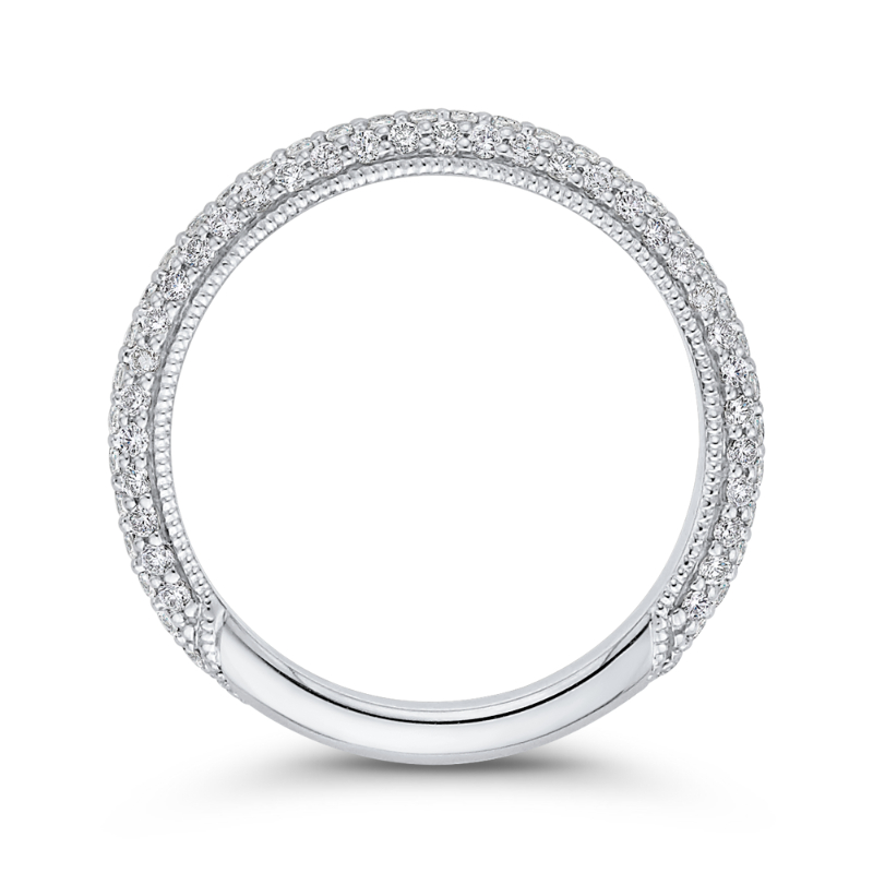Round Diamond Wedding Band in 18K White Gold