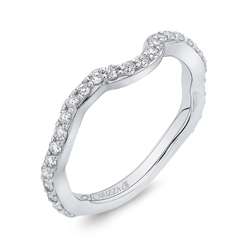 Round Diamond Wedding Band in 18K White Gold