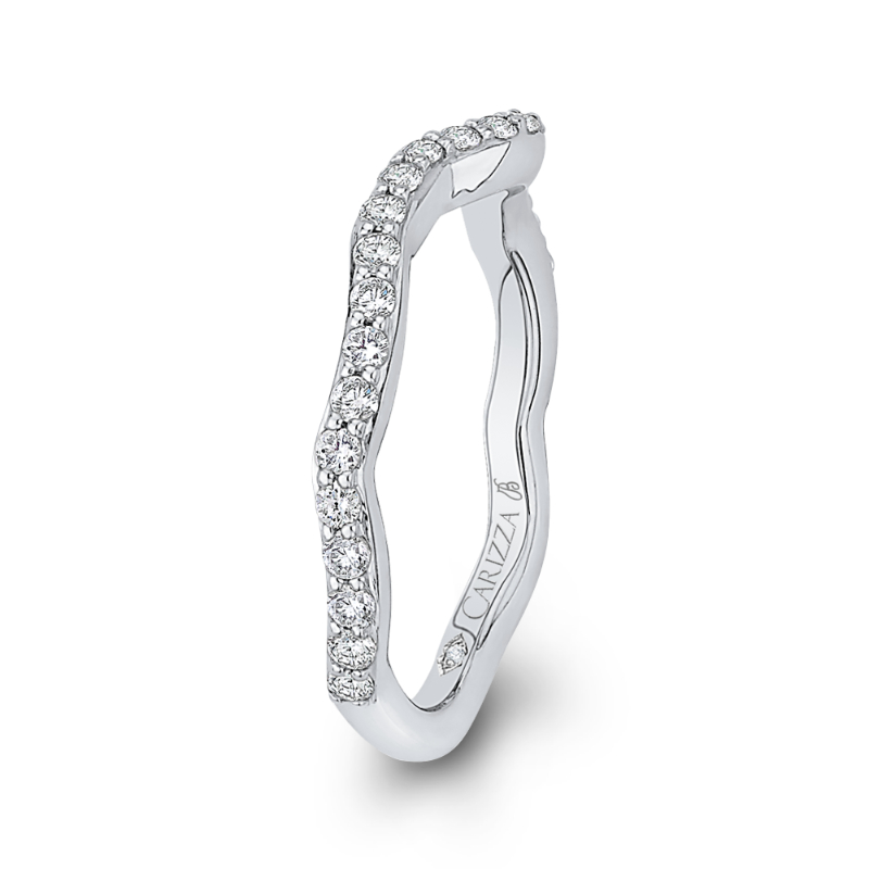 Round Diamond Wedding Band in 18K White Gold